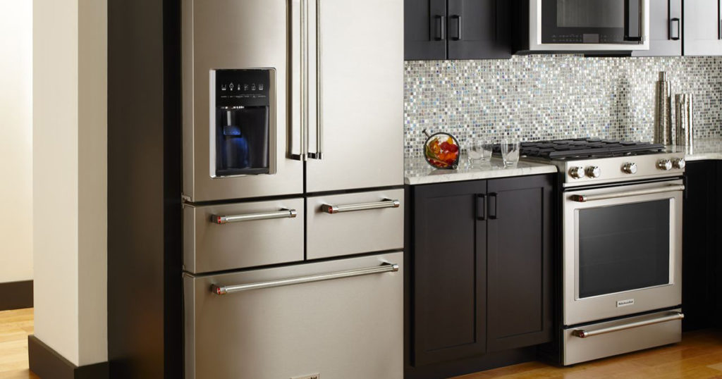 KitchenAid 5 drawer refrigerator with closed doors