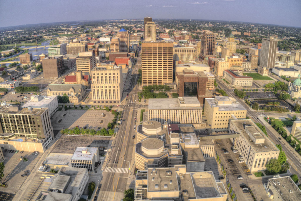 Aerial View of Dayton, Ohio in Summer